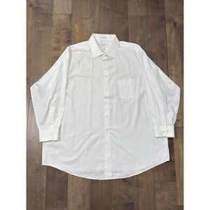 Van Heusen Men Big Size 18.5 Button Up Lux Sateen Dress Shirt Long Sleeve Pocket